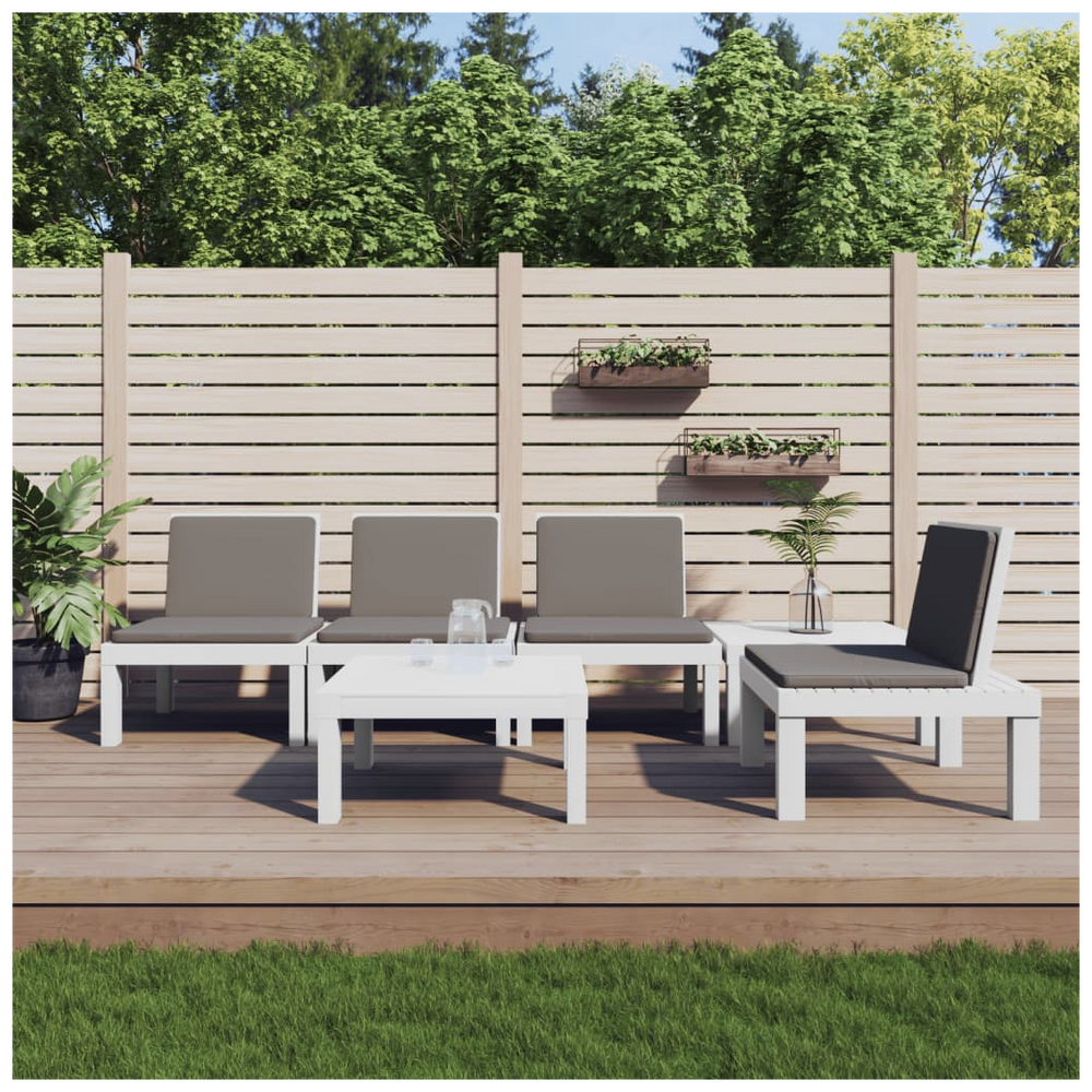 vidaXL 6 Piece Garden Lounge Set with Cushions White PP - anydaydirect