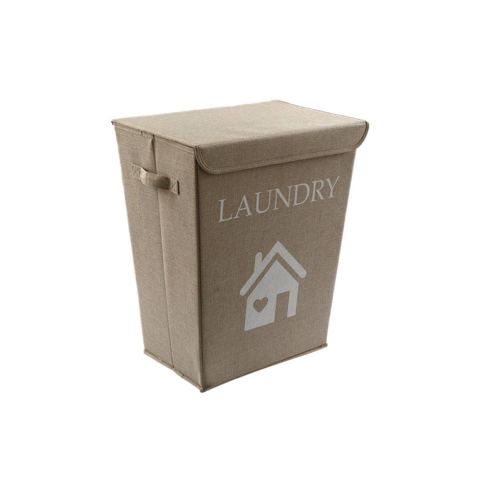 Natural Jute Fabric Laundry Basket 50cm - anydaydirect
