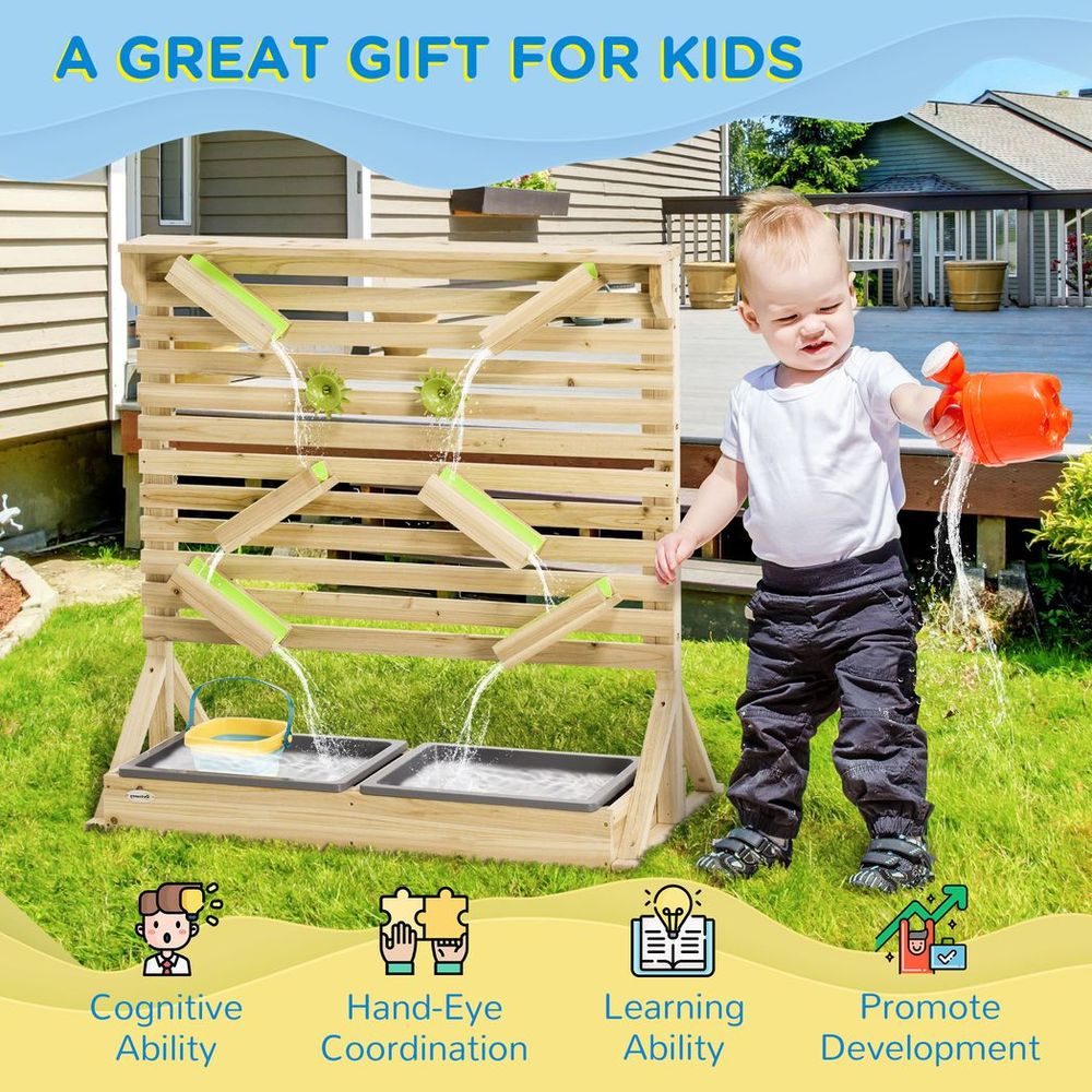Outsunny Kids Running Water Playset w/ Sink Toys, Water Carts, Tracks - anydaydirect