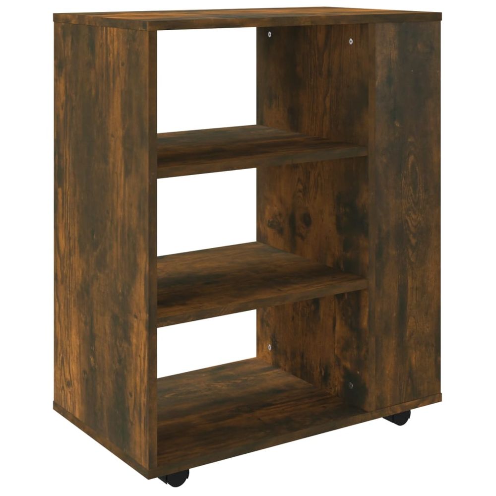 Rolling Cabinet Smoked Oak 60x35x75 cm Engineered Wood - anydaydirect