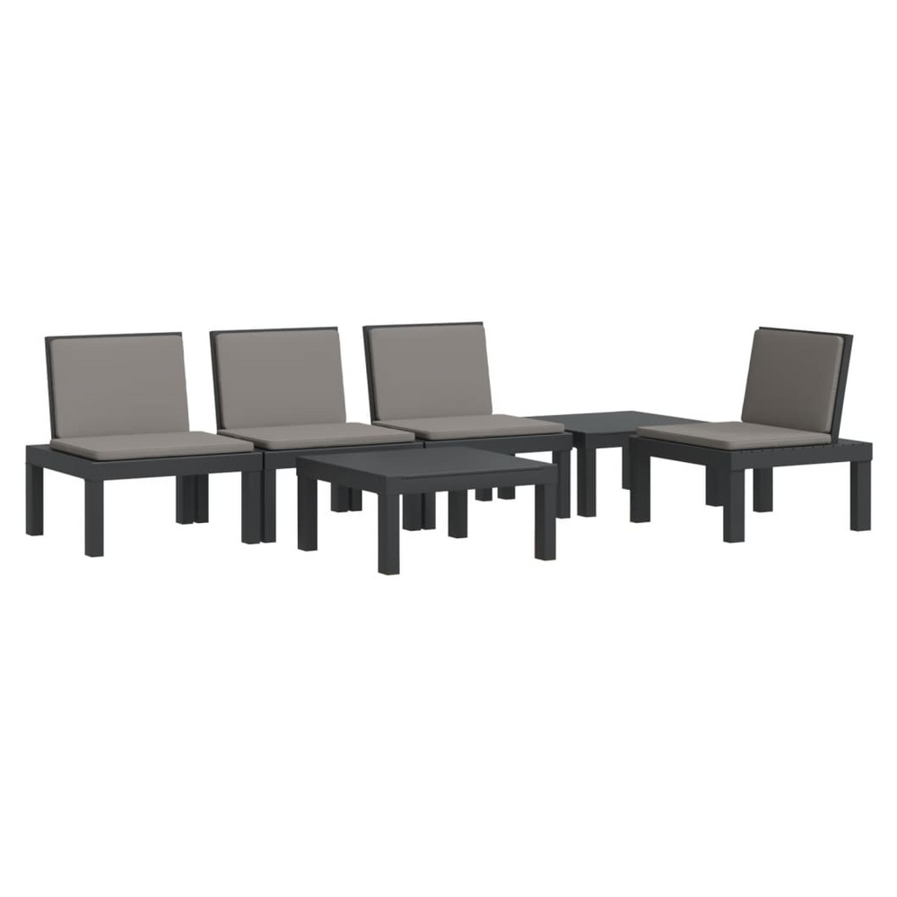 vidaXL 6 Piece Garden Lounge Set with Cushions Anthracite PP - anydaydirect