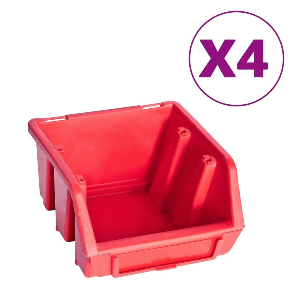 8 Piece Storage Bin Kit with Wall Panel Red and Black - anydaydirect