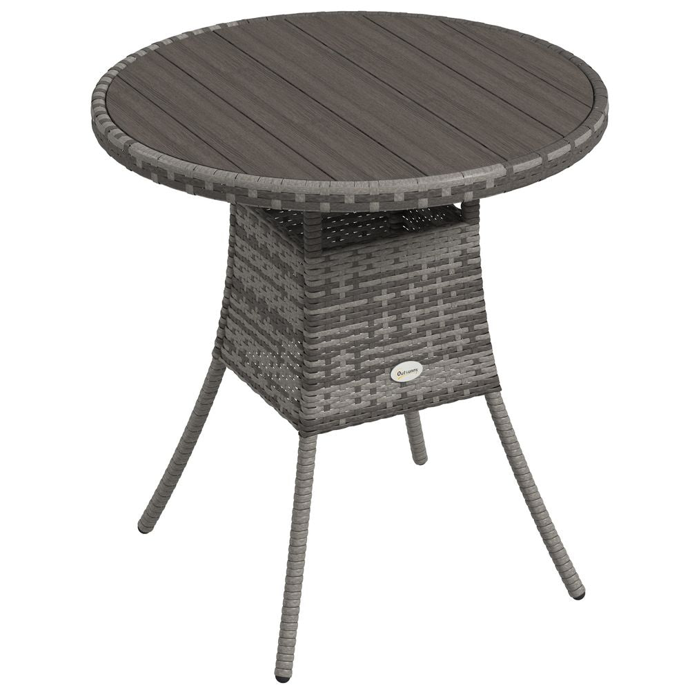 Outsunny Outdoor PE Rattan Dining Table w/ Wood-plastic Composite Top, Grey - anydaydirect