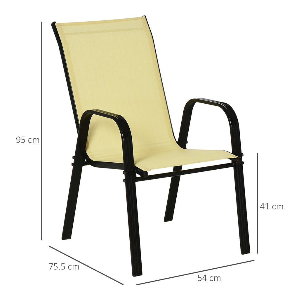 Set of 4 Garden Dining Chair Set Outdoor w/ High Back Armrest Beige Outsunny - anydaydirect