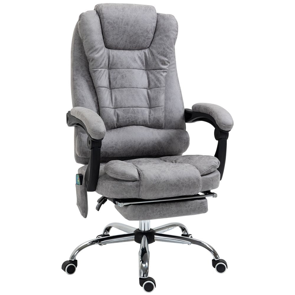 Vintage High Back Heated Massage Office Chair w/ 6 Vibration Points, Grey - anydaydirect