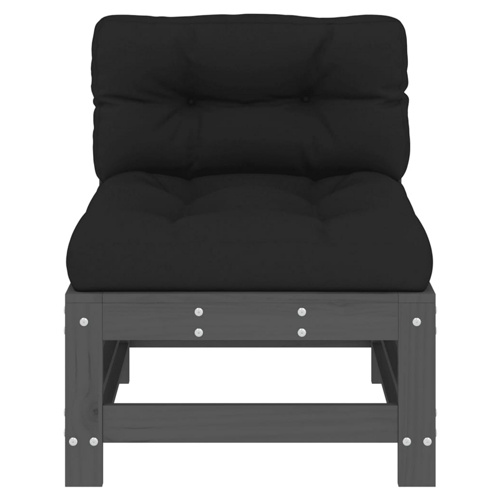 vidaXL Middle Sofa with Cushions Grey Solid Wood Pine - anydaydirect