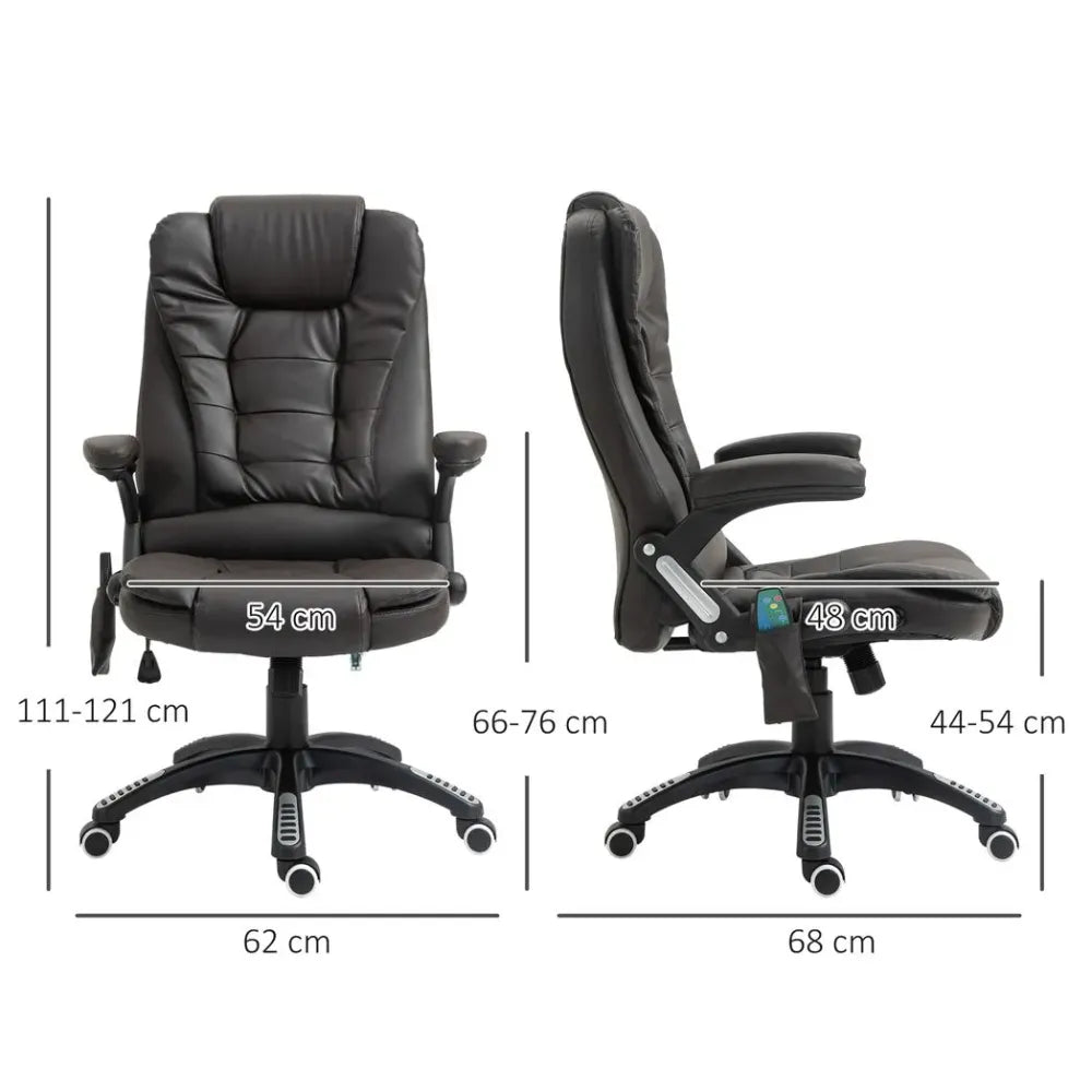 Executive Office Chair with Massage and Heat PU Leather Reclining Chair, Brown - anydaydirect