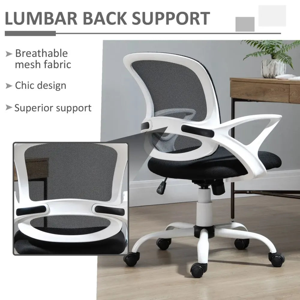 Mesh Home Office Chair Swivel Desk Task PC Chair w/ Lumbar Support, Arm, Black - anydaydirect