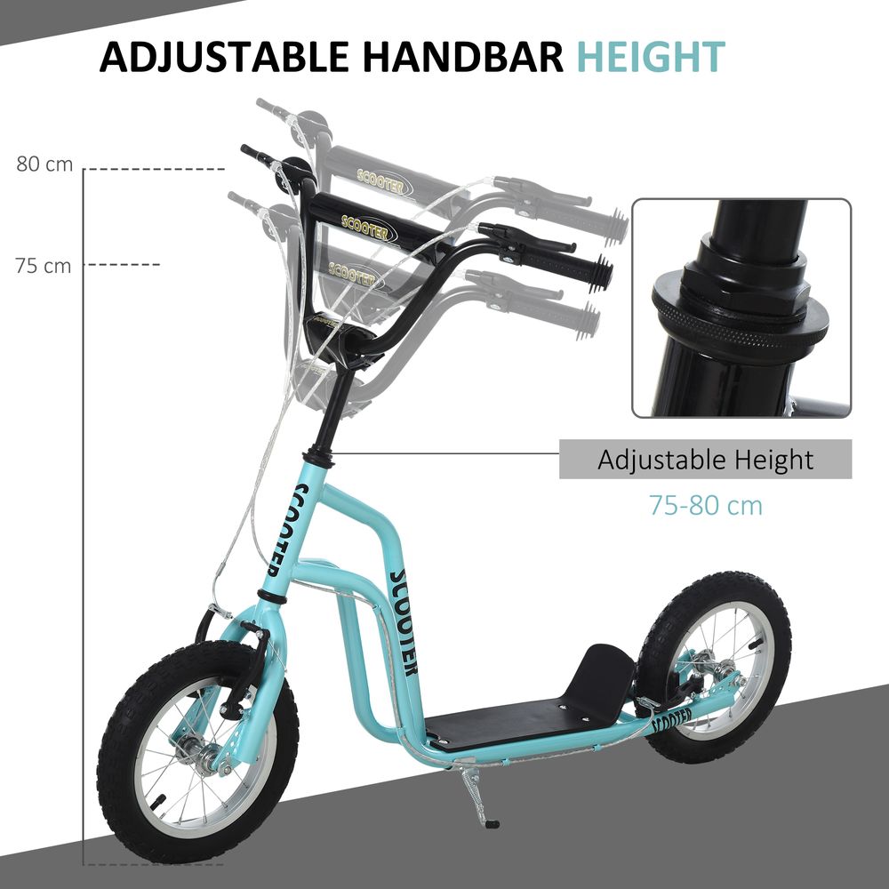 75-80cm Kids Kick Scooter Adjustable Handlebar Inflatable Wheels Blue HOMCOM - anydaydirect