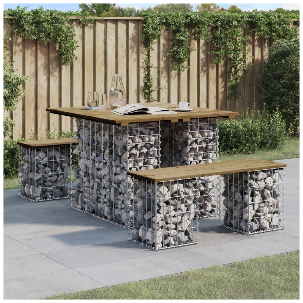 vidaXL Garden Bench Gabion Design 100x102x72 cm Impregnated Wood Pine - anydaydirect