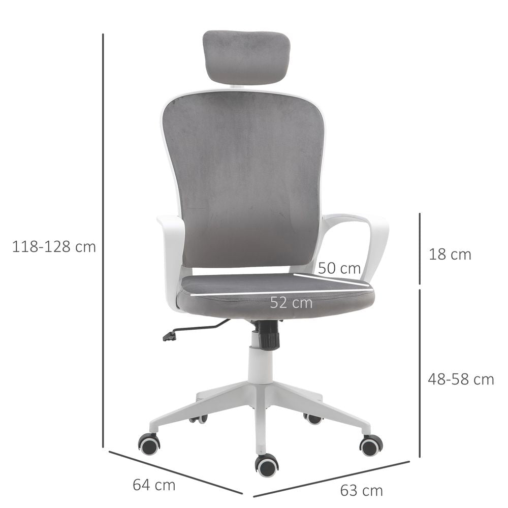 High-Back Office Chair Home Rocking w/ Wheel, Up-Down Headrest, Grey Vinsetto - anydaydirect