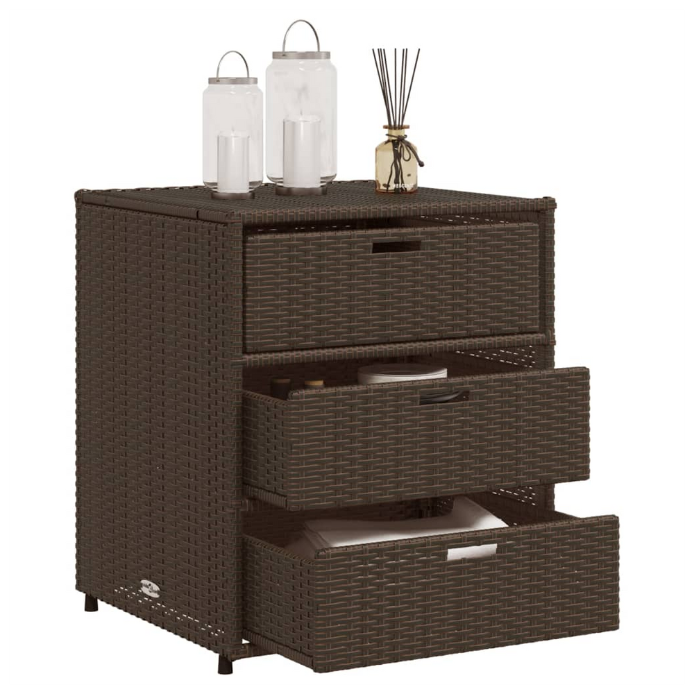 vidaXL Garden Storage Cabinet Brown 55x59x69 cm Poly Rattan - anydaydirect