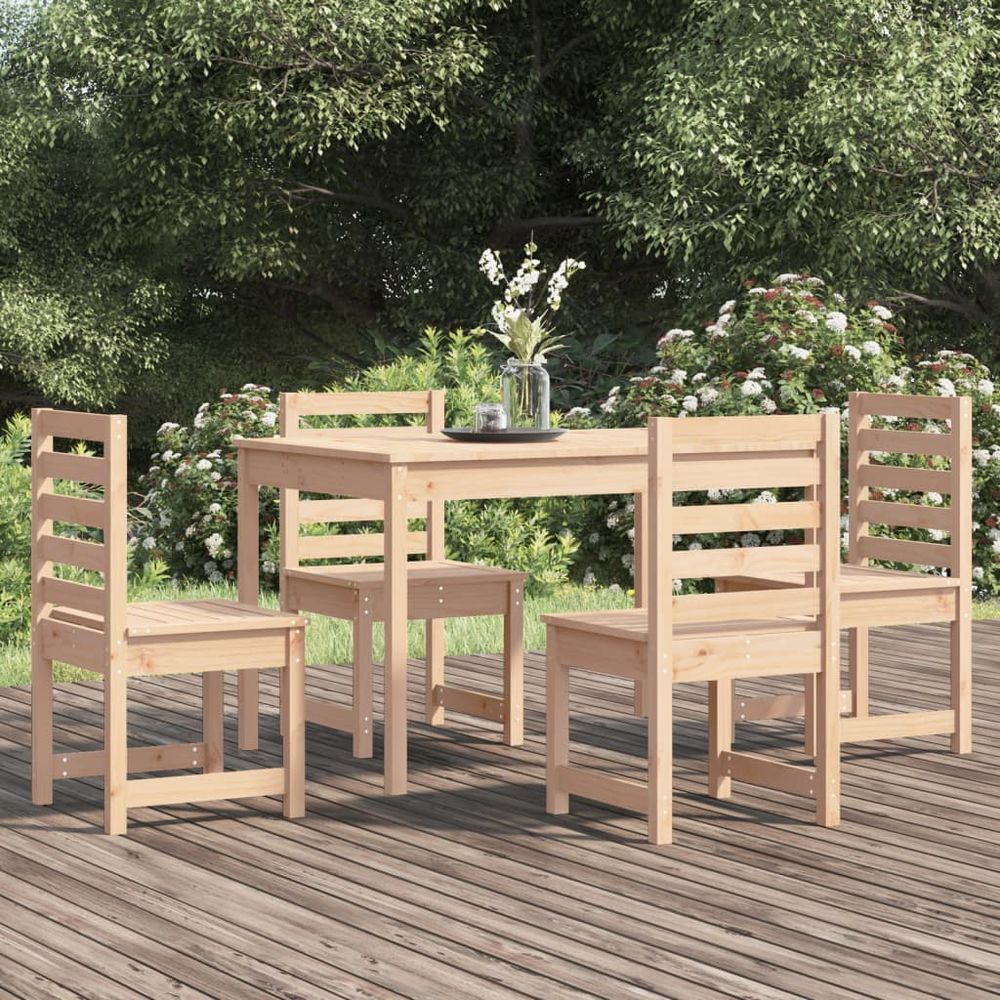 5 Piece Garden Dining Set Solid Wood Pine - anydaydirect