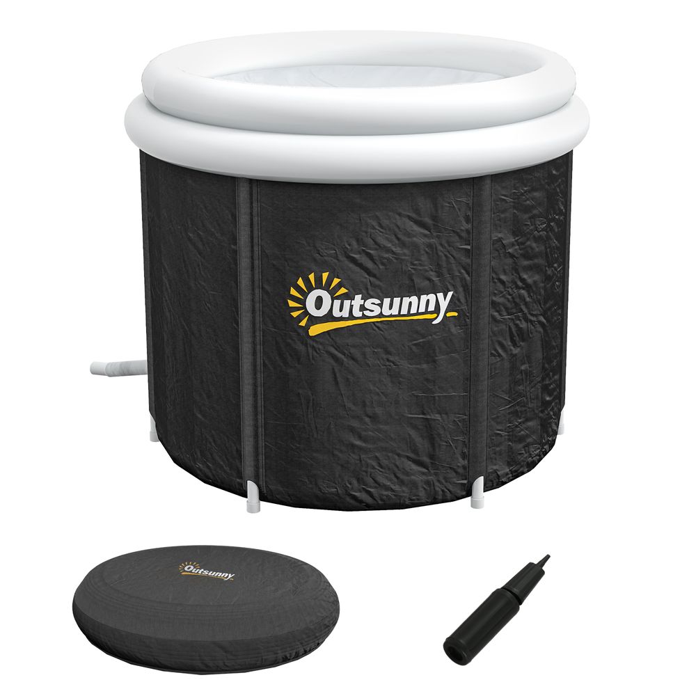 Outsunny Portable Cold Water Therapy Tub, Ice Bath with Thermo Lid - Black - anydaydirect