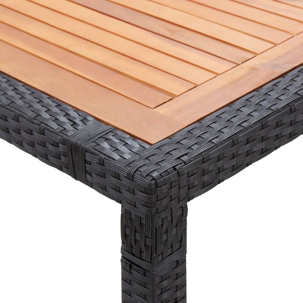 Garden Table Black 200x150x74 cm Poly Rattan and Acacia Wood - anydaydirect