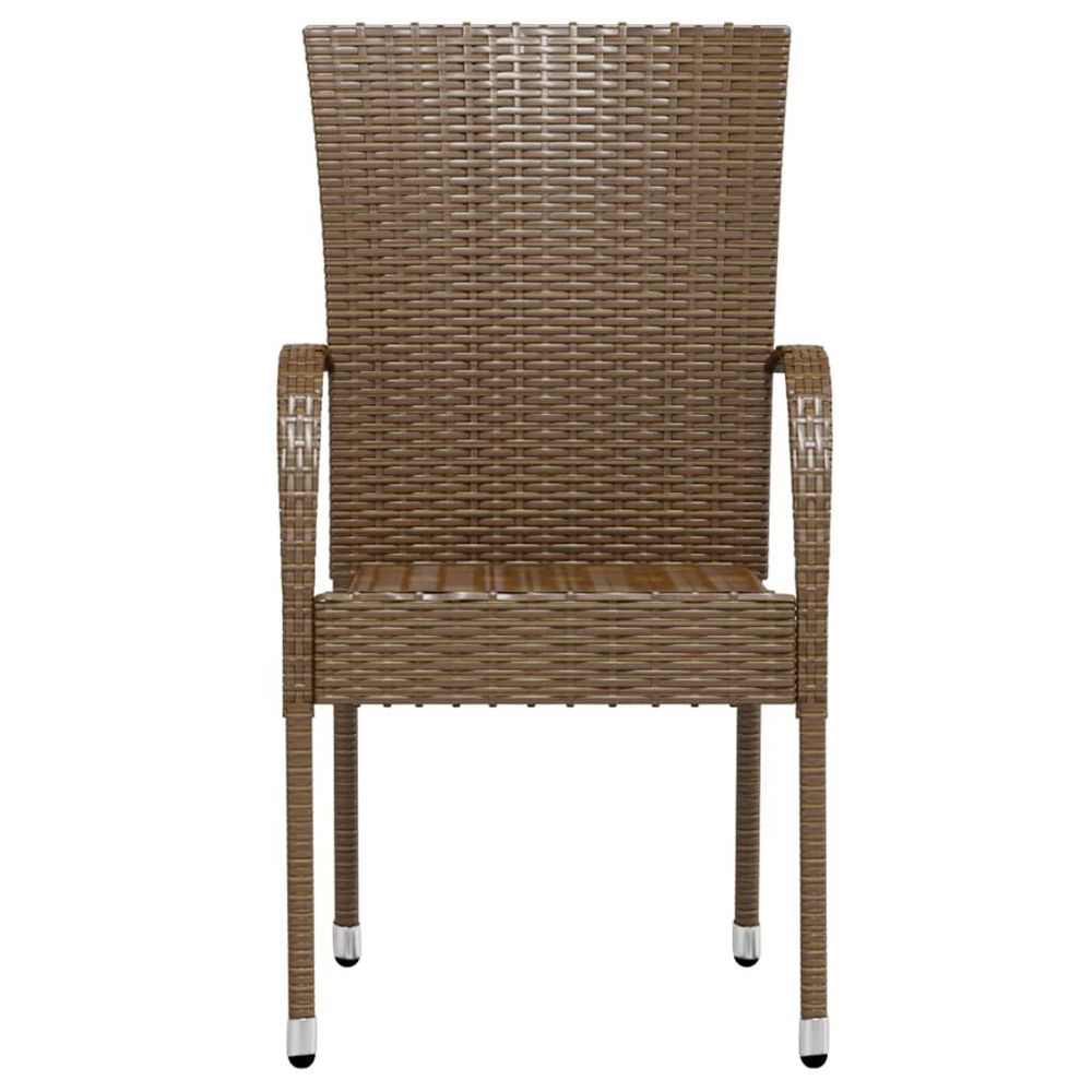 3 Piece Garden Dining Set Poly Rattan Brown - anydaydirect