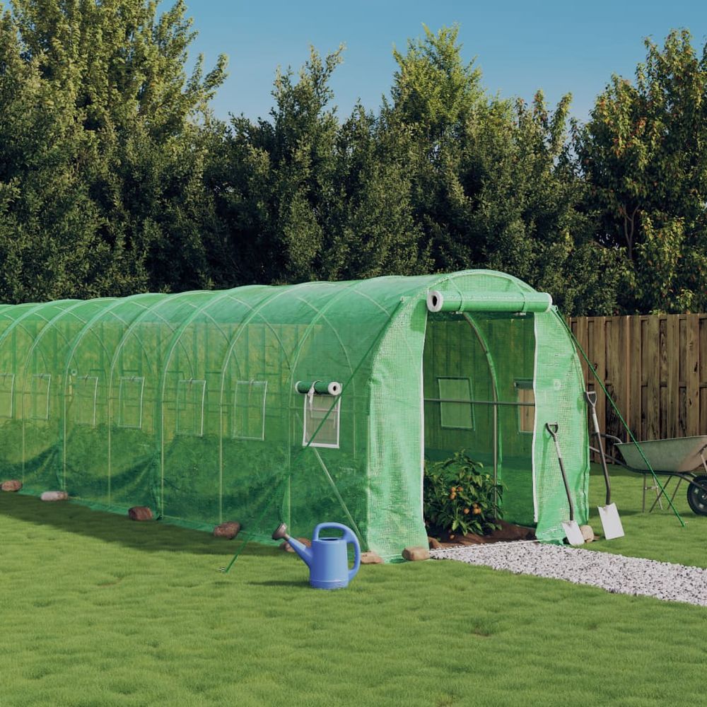 vidaXL Greenhouse with Steel Frame Green 20 m² 10x2x2 m - anydaydirect