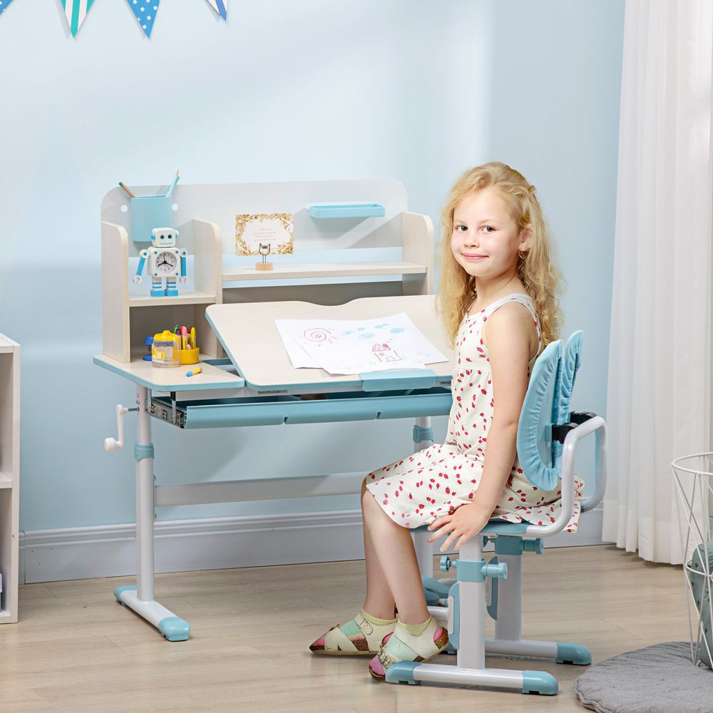 Height Adjustable Kids Desk and Chair Set, for Ages 3-12 Years - Blue - anydaydirect
