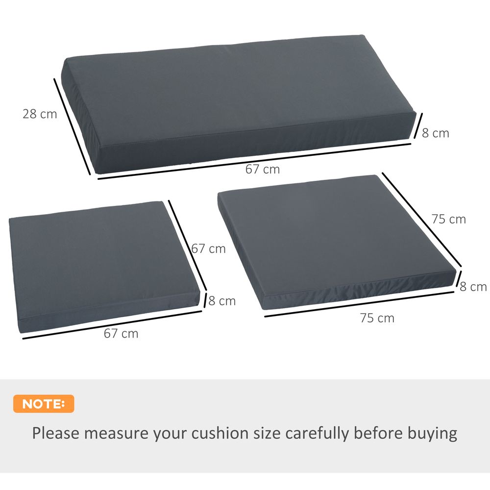 7 Pcs Outdoor Cushion Pads for Rattan Patio Conversation Set, Grey - anydaydirect
