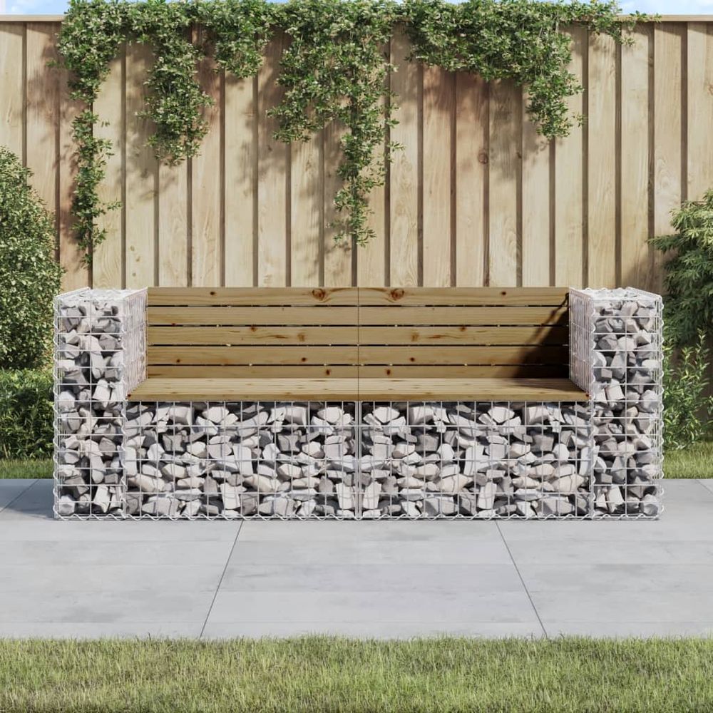 vidaXL Garden Bench Gabion Design 184x71x65.5 cm Impregnated Wood Pine - anydaydirect