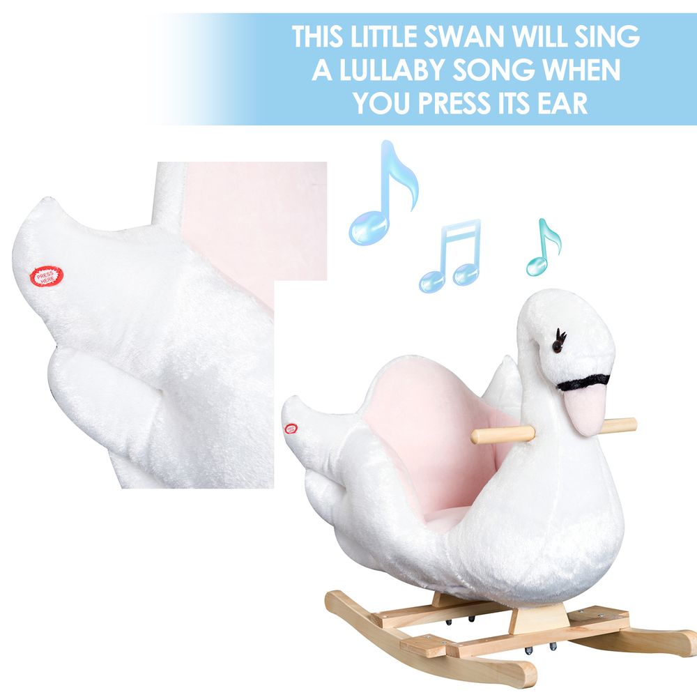 Kids Rocking Horse Ride On Swan Toy w/ Music Safety Seat for Toddler HOMCOM - anydaydirect