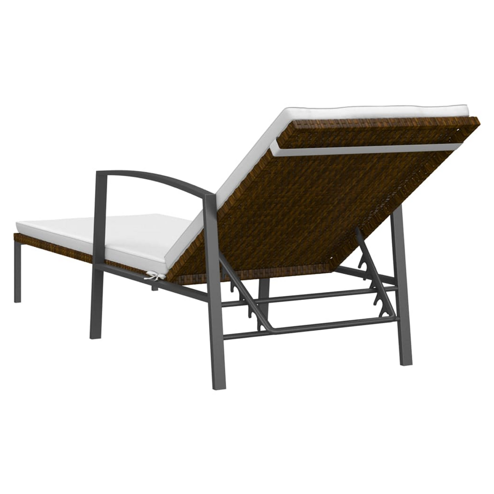 Sun Loungers 2 pcs with Table Poly Rattan Brown - anydaydirect