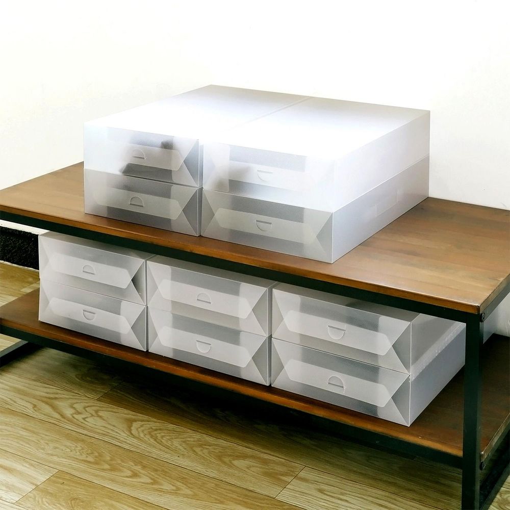 Plastic Transparent Boots Storage Organiser Foldable Box with Handle - anydaydirect