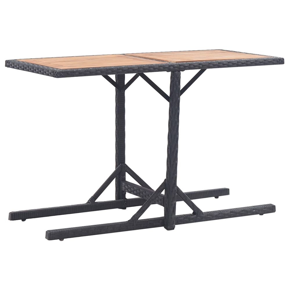 Garden Table Black 110x53x72 cm Glass and Poly Rattan - anydaydirect