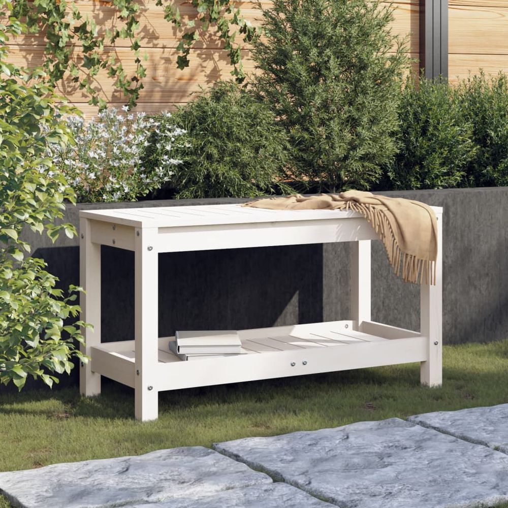 vidaXL Garden Bench White 82.5x35x45 cm Solid Wood Pine - anydaydirect