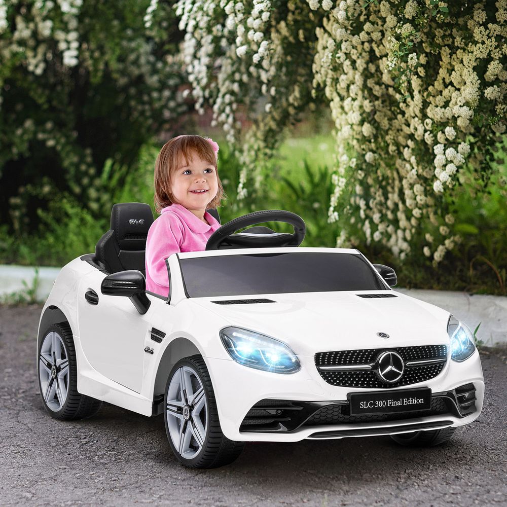 Benz 12V Kids Electric Ride On Car W/ Remote Control Music White - anydaydirect