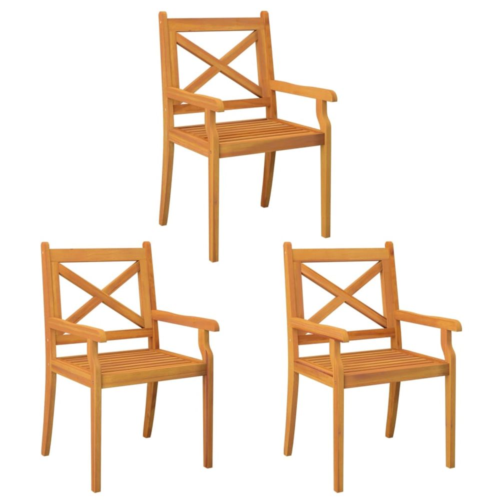 Outdoor Dining Chairs 3 pcs Solid Wood Acacia - anydaydirect