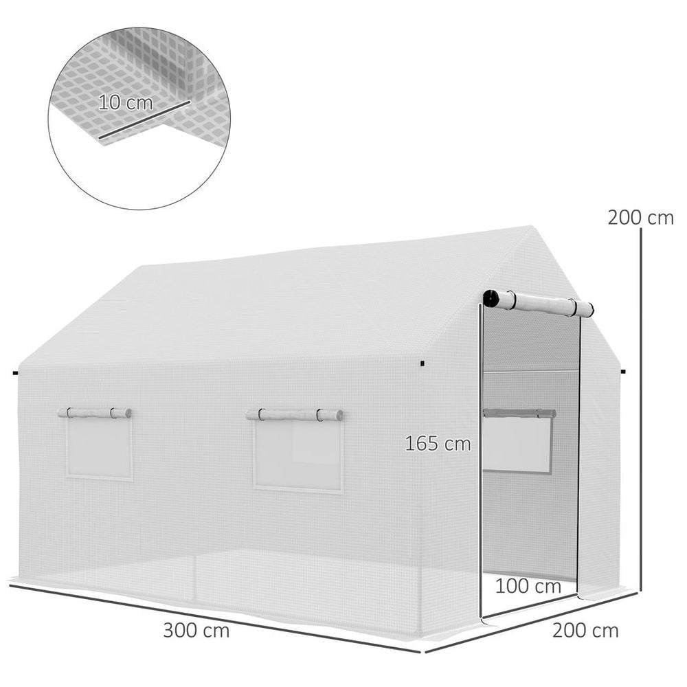 Outsunny Tunnel Greenhouse W/ UV-resistant PE Cover, Wide Door, 2 x 3(m), White - anydaydirect