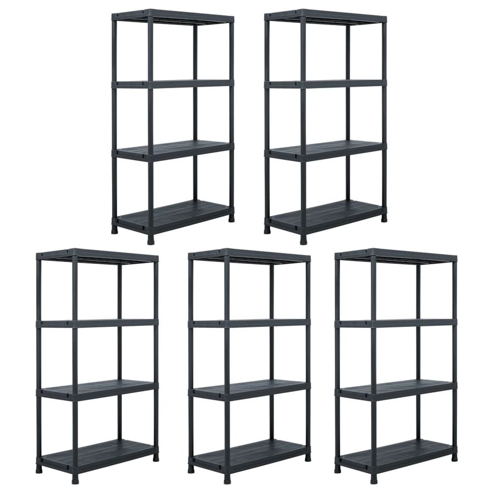 Storage Shelf Racks 5 pcs Black 60x30x138 cm Plastic - anydaydirect