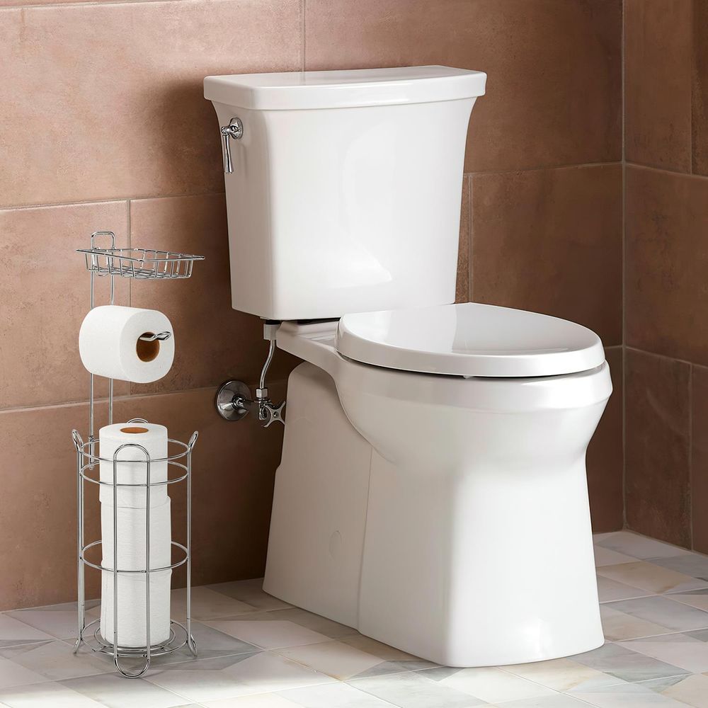 Metal Free Standing Toilet Tissue Paper Roll Holder Floor Stand 4 Paper Rolls Storage Rack t Bathroom  Chrome - anydaydirect