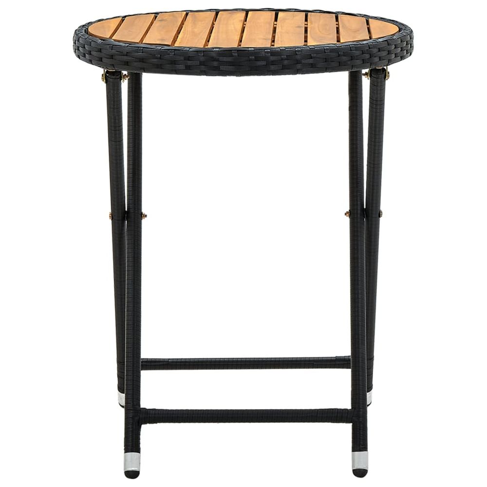 Tea Table Black 60 cm Poly Rattan and Solid Acacia Wood - anydaydirect