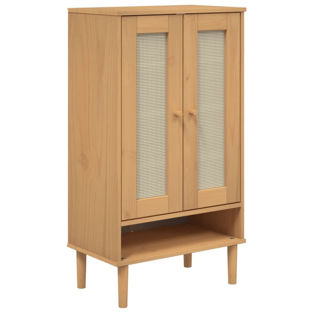 vidaXL Shoe Cabinet SENJA Rattan Look Brown 59.5x35x107 cm Solid Wood - anydaydirect