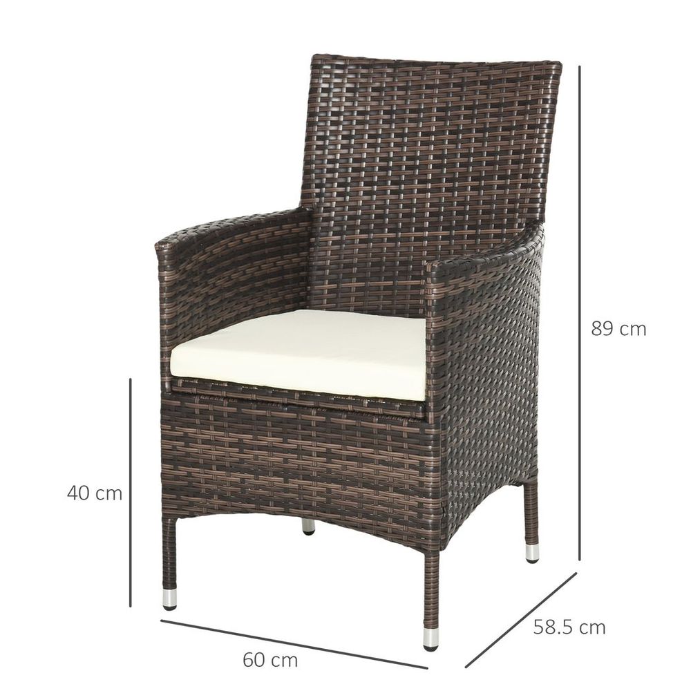 Outsunny 4 PC Outdoor Rattan Armchair Wicker Dining Chair Set for Garden Brown - anydaydirect