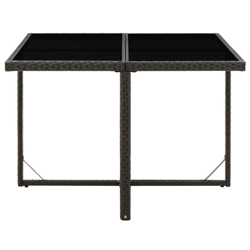 Garden Table Black 109x107x74 cm Poly Rattan and Glass - anydaydirect