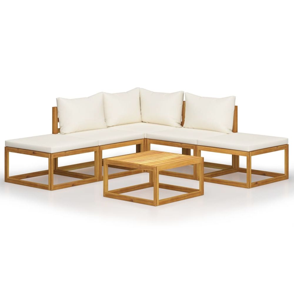 6 Piece Garden Lounge Set with Cushions Solid Wood Acacia (UK/IE/FI/NO only) - anydaydirect