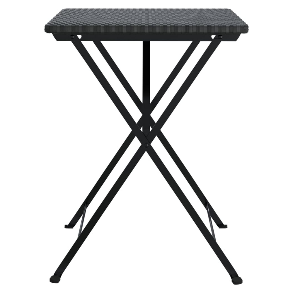 Folding Bistro Table Black 55x54x71 cm Poly Rattan - anydaydirect