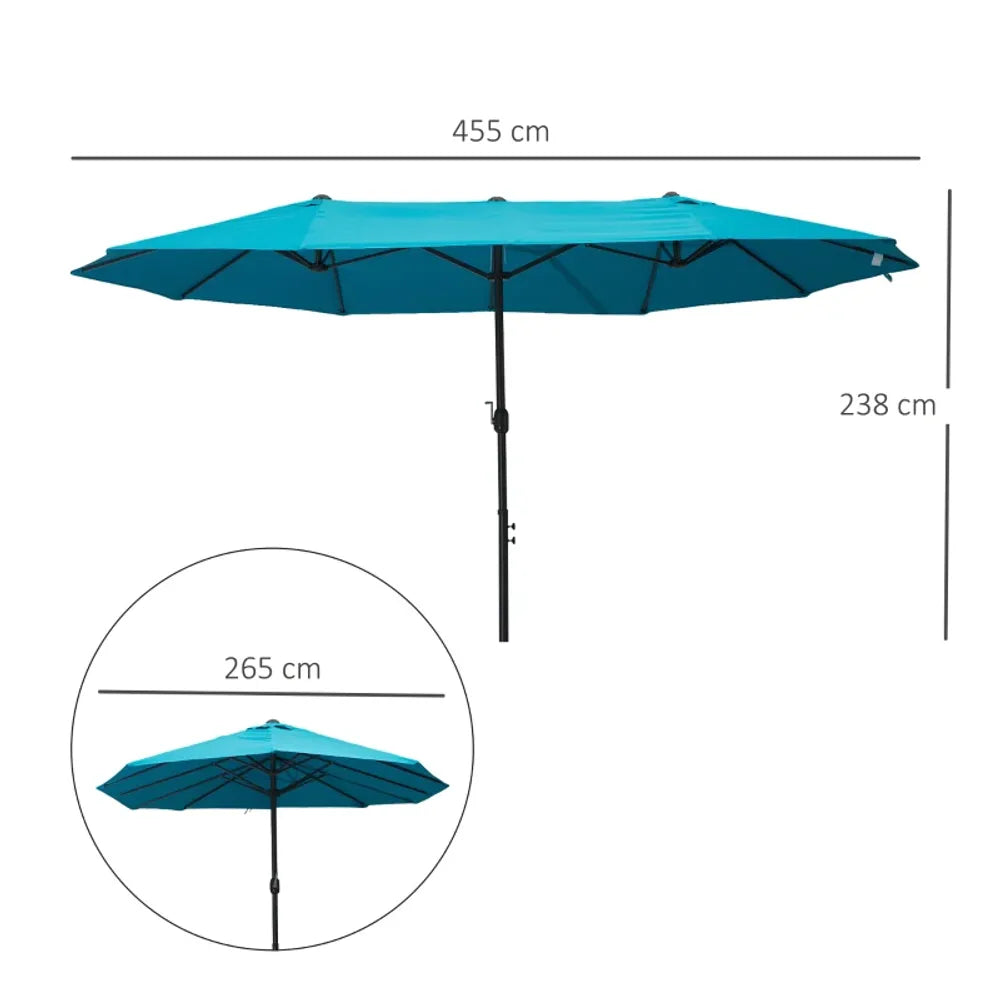 Outsunny 4.6M Garden Patio Umbrella Canopy Parasol Sun Shade w/o Base Blue - anydaydirect