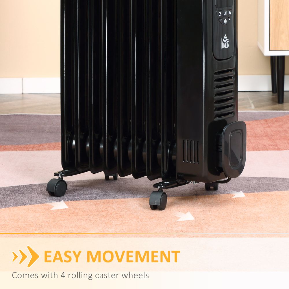 2180W Digital Oil Filled Radiator Portable Electric Heater LED Display Timer - anydaydirect