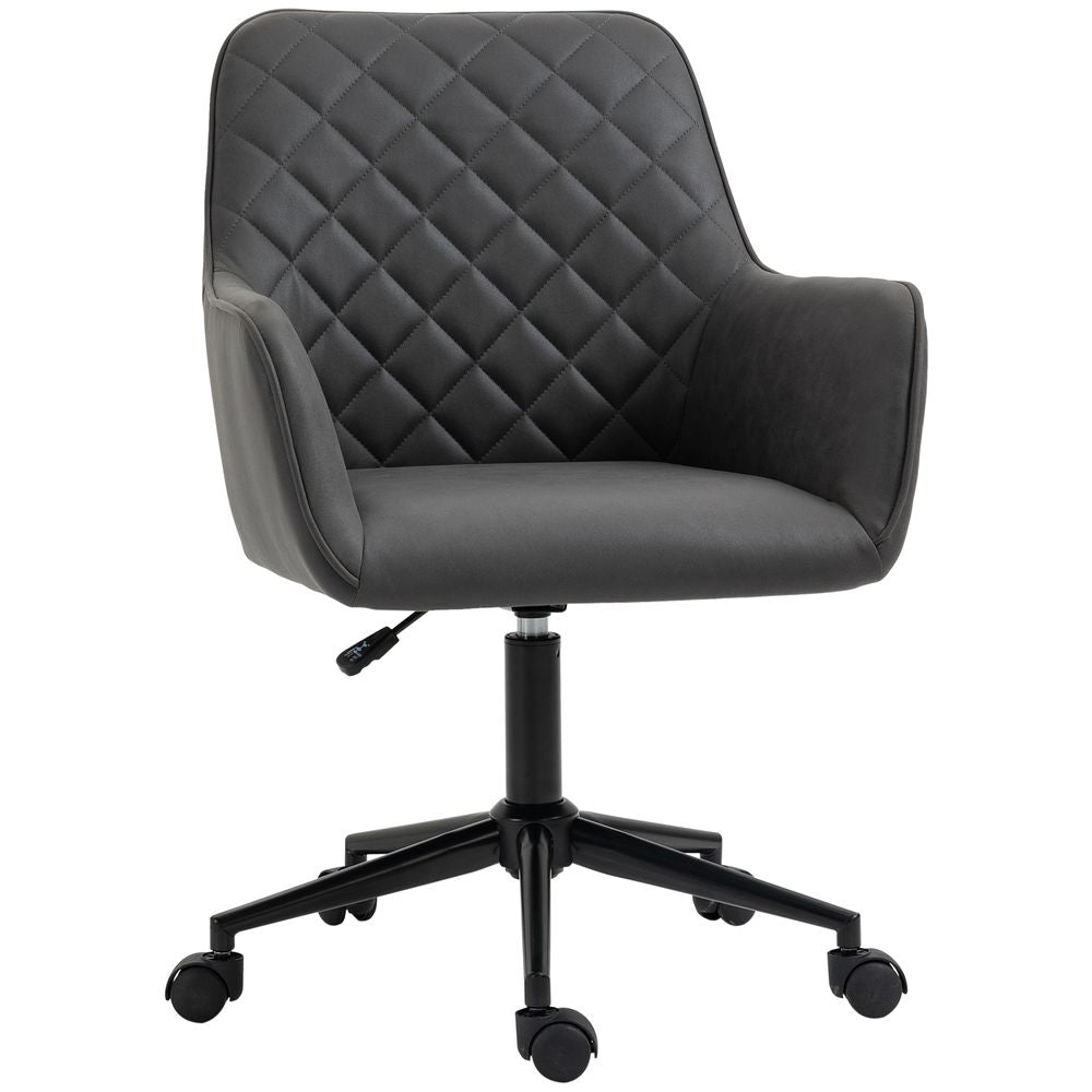 Argyle Office Chair Leather-Feel Fabric Home Study Leisure  Wheels Vinsetto - anydaydirect