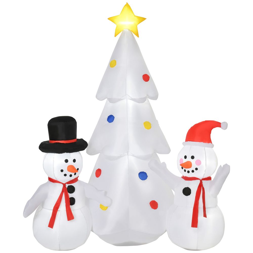 6ft Christmas Inflatable Tree Star and Snowmen LED Lighted In and Outdoors - anydaydirect