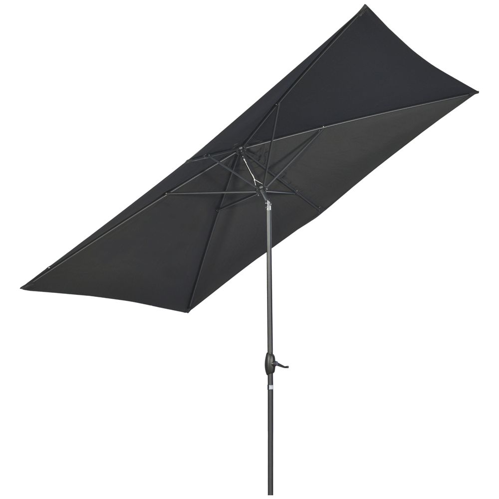 Outsunny 2 x 3(m) Garden Parasol Rectangular Market Umbrella w/ Crank Black - anydaydirect