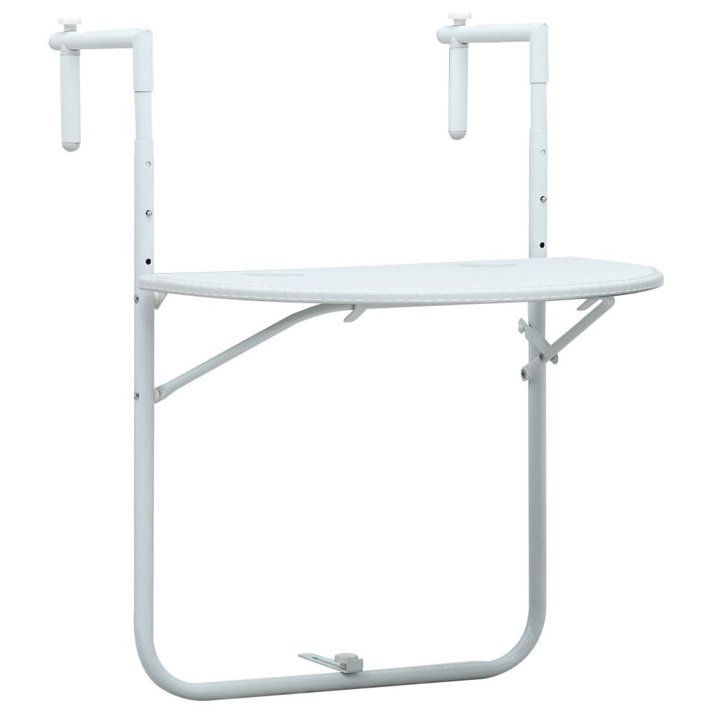 Hanging Balcony Table White 60x64x83.5 cm Plastic Rattan Look - anydaydirect