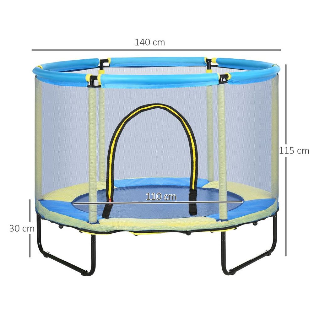 ZONEKIZ 4.6 FT Trampoline with Enclosure Net Bungee Gym, Blue - anydaydirect