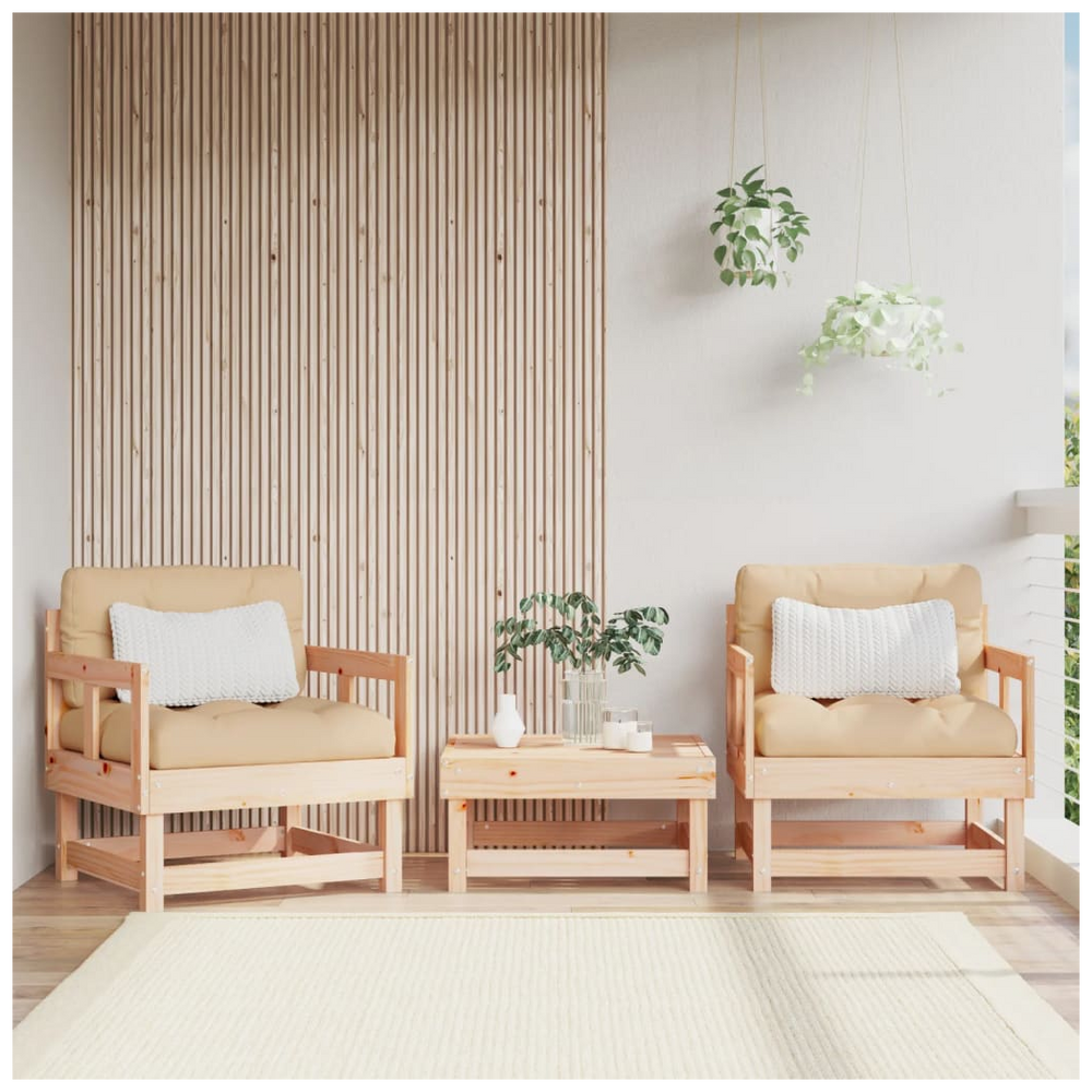 vidaXL Garden Chairs with Cushions 2 pcs Solid Wood Pine - anydaydirect