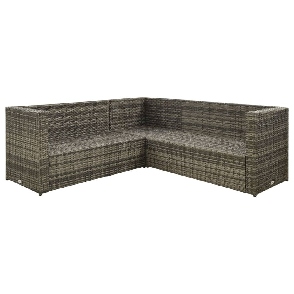 4 Piece Garden Lounge Set with Cushions Poly Rattan Grey - anydaydirect