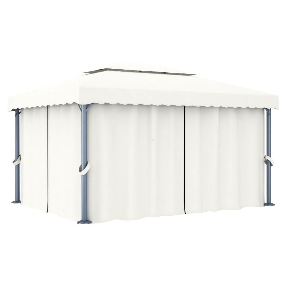 Gazebo with Curtain 4x3 m Cream White Aluminium - anydaydirect